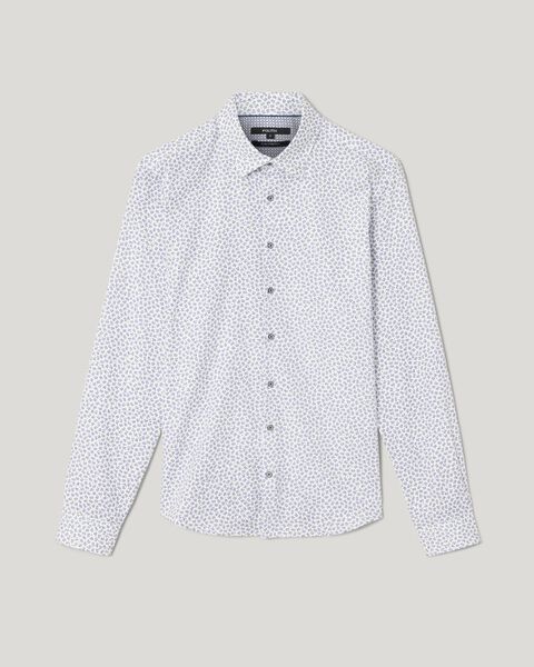 Slim Stretch Micro Floral Long Sleeve Shirt, White/Blue, hi-res